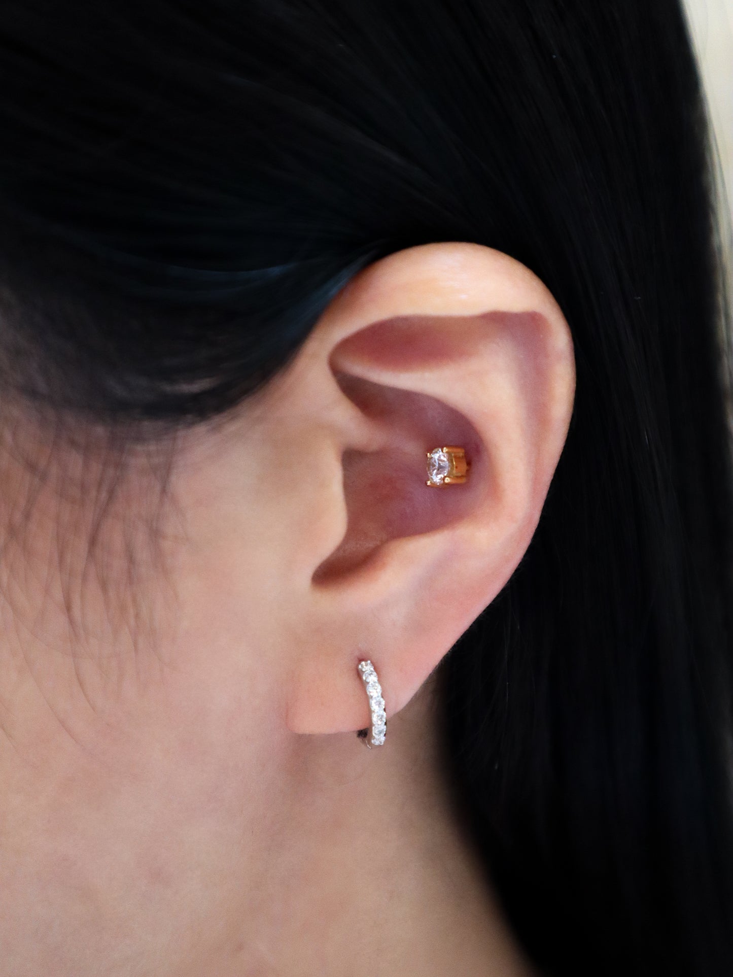 F. Platinum Diamonds Huggie (single)